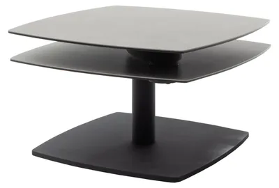 Produktbild von Couchtisch quadratisch, Tischplatte aus Glas und Keramik, Gestell Metall, schwarz, 74x74x42 cm