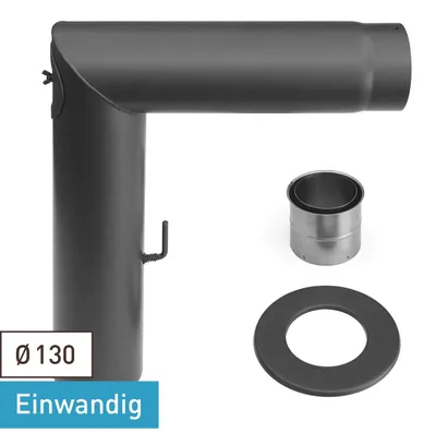 Produktbild von Raik Basic Rauchrohrbogen-Set 130mm gussgrau 2-teilig – eckig für Rauchrohr / Ofenrohr