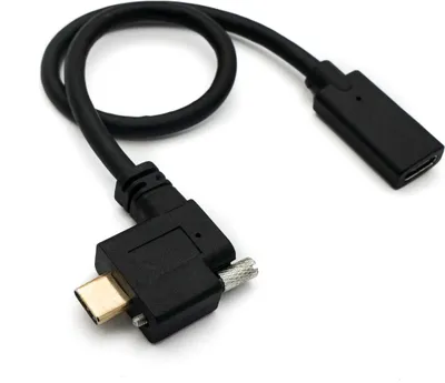 Produktbild von SYSTEM-S USB 3.1 Kabel 30 cm Typ C Stecker zu Buchse Schraube Winkel Adapter in Schwarz