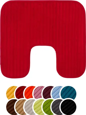 Produktbild von liebling Badteppich mit Anti-Rutsch-Beschichtung aus PVC Noppen & Bügelausschnitt, 100% Polyester, 50 x 45 cm, Fußbodenheizung geeignet, bordeaux