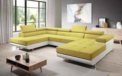 Produktbild von FurMeb24 - Ecksofa MANDANA U - LINKE SEITE , Sofa mit  Bettk€sten und Schlaffunktion - Orinaco 40 + Madryt 120