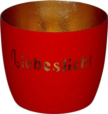 Produktbild von Gift Company Windlicht Madras M, Liebeslicht, Teelichthalter, Kerzenhalter, Eisen, Rot / Gold, H 8.5 cm, 1211204083
