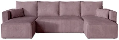 Produktbild von BroMARKT Ecksofa TOP U Schlaffunktion Bettkasten U-Form 305x145x80cm Rosa
