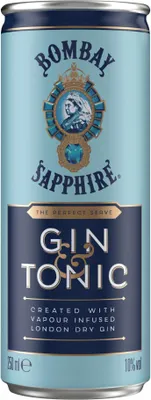 Imagen del producto de Bombay Sapphire y tónica, 10% de alcohol (0,25 l)