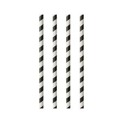 Produktbild von Papstar Papierstrohhalme Ø 6 mm · 20 cm schwarz/weiß "Stripes" 20 x 25 Stück