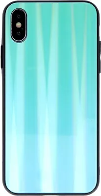Produktbild von cofi1453® Aurora Glas Etui Silikon Hülle kompatibel mit iPhone X Hart Case TPU Handy Cover Schutz Minze-Neo