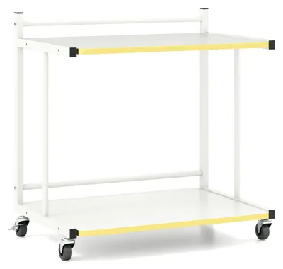 Productafbeelding van Een verrijdbare bijzettafel met 2 planken, in de vorm van een C, wit