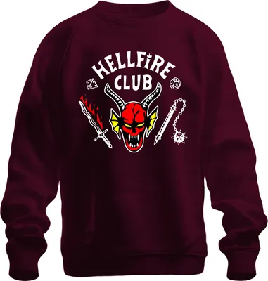 Produktbild von HELLFIRE CLUB Dämon Schädel Hörner D20 Flammenschwert Rollenspiel Uni Sweatshirt Pullover, Burgundy, 3XL