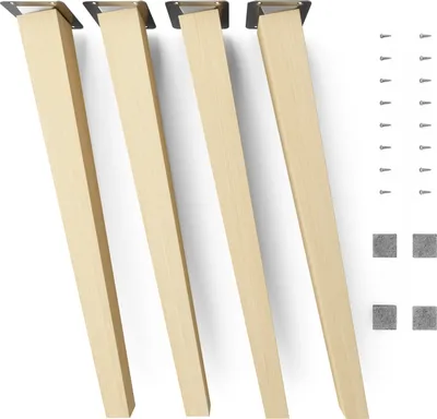 Produktbild von 4x sossai Holzfüße eckig - schräge Ausführung 45cm Buche Naturbelassen