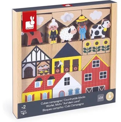 Immagine prodotto di Janod Set di 34 blocchi legno tema country