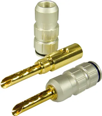 Produktbild von Roter vergoldeter Hülsen-Bananenstecker schraubbar für Kabel bis 6 mm²
