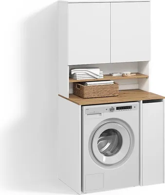 Image de Armoire machine à laver Livinity Paolina Blanc/Artisan 93.6x88.2cm 2 pièces avec étagère, Model 58847