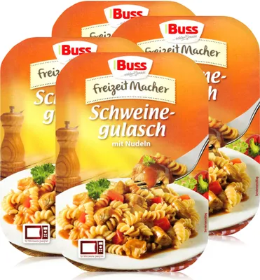 Produktbild von Buss Freizeitmacher Schweinegulasch mit Nudeln 300g - Fertiggericht (4er Pack)