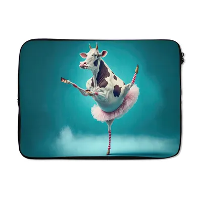 Produktbild von MuchoWow® Laptop Hülle 13 Zoll Kuh - Ballett - Porträt - Blau - Tiere - Kind Laptoptasche - Laptophülle - Sleeve - Rundumschutz