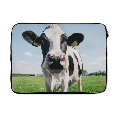 Produktbild von MuchoWow® Laptop Hülle 14 ZollKuh - Wiese - Natur - Tiere - Gras Laptoptasche - Laptoptasche - Stoßsicher - Schutzhaube