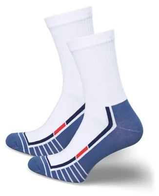 Productafbeelding van Heren sportkousen Milena, wit en blauw, met vochttransport, maat 41-43