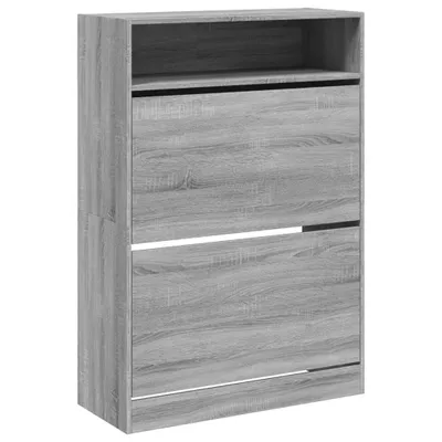 Produktbild von Schuhschrank mit 2 Klappen Grau Sonoma 80x34x116 cm