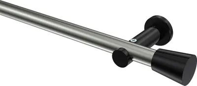 Produktbild von Interdeco Gardinenstange / Vorhangstange Edelstahl-Optik / Schwarz, Typ Platon Sitra (Konus) ohne Ringe, 20 mm Ø 1-läufig, 140 cm