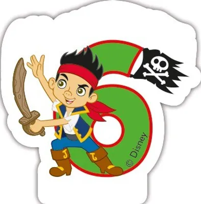 Produktbild von Jake und die Nimmerland Piraten Kerze Zahl 6