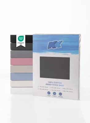 Immagine prodotto di Lenzuolo con angoli in jersey, 100% cotone, 100x200+30 cm, antracite