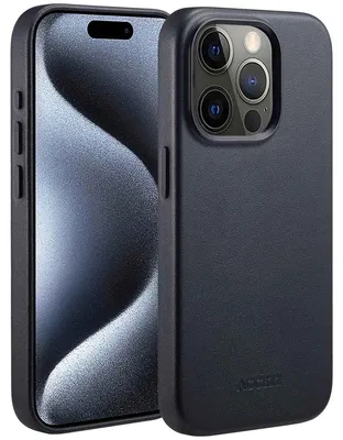 Obrázok produktu pre Accezz MagSafe kožený zadný kryt pre Apple iPhone 15 Pro - Onyx Black