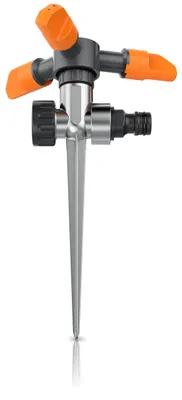 Produktbild von Brandson - Rasensprinkler 3/4 Zoll - mit Erdspieß – Rasensprenger 360 Grad Viereckregner Flächenregner Sprühregner - Sprinkler mit 3 Arm – Einstellbarer Winkel 45° - 90° – 1x Schwarz