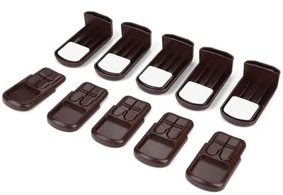 Produktbild von 5 Stück Babysicherheitsschlösser, selbstklebend, braun, für Schubladen und Schränke