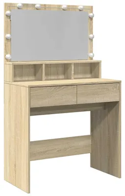 Produktbild von vidaXL Schminktisch mit LED-Beleuchtung Sonoma-Eiche 80x41x134,5 cm