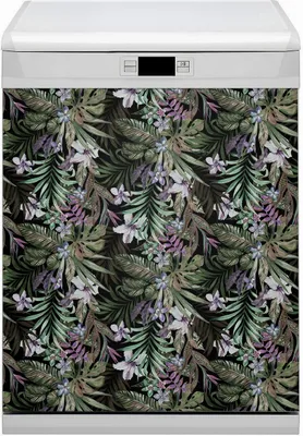 Produktbild von Dekorative Magnetmatte Küche Geschirrspüle 60x80 cm  Magnet für Spülmaschine  - Palmenblumen