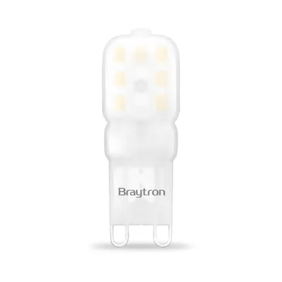 A single LED light bulb with a G9 base is shown against a white background.