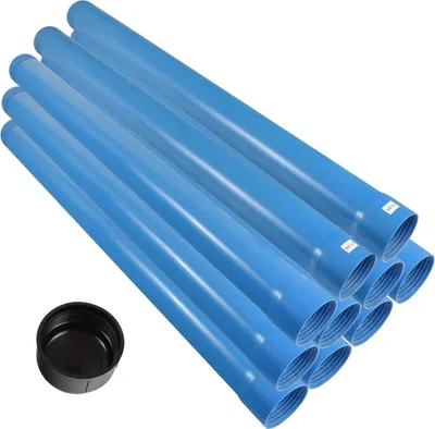 Produktbild von Agora-Tec® 3 Zoll Brunnenrohr-Set (10 Meter) inkl. 2 m Filterrohr (SW 0,5mm) und Bodenkappe