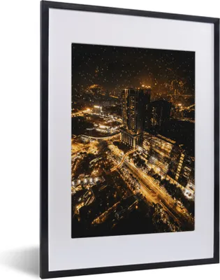 Produktbild von MuchoWow® MuchoWow® Gerahmtes Poster Schnee - Gold - Stadt 30x40 cm - Poster mit zchwarzem Bilderrahmen - Wandposter Schlafzimmer