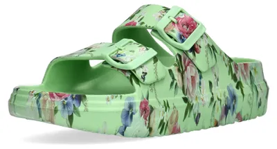 Produktbild von Laura Vita Damen Pantolette Schnallen floral farbenfroh Plateau NUON 01, Größe:36 EU, Farbe:Grün