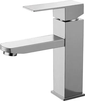 Produktbild von Unyqoos® Einhebel-Waschtischarmatur, verchromt – Edelstahl/Zinklegierung, 1‑Loch, inkl. Warm- & Kaltwasserschläuche, spritzarm