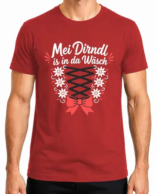 Obrázok produktu pre Mei Dirndl, tričko s motívom Oktoberfestu, tradičný nemecký kostým, kožené nohavice, pánske, červené, veľkosť M