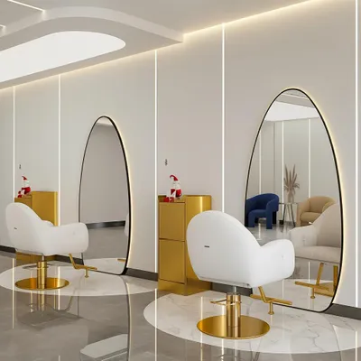 Productafbeelding van Kappers-/barbiers-/schoonheidssalonconsole met LED spiegel 180x90 PRO zwart, AI-gegenereerde afbeelding