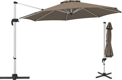 Produktbild von GOPLUS Ampelschirm 325cm, Sonnenschirm 360° drehbar & 5 stufig kippbar, Terrassenschirm mit Ständer, Marktschirm 8 Rippen Gartenschirm mit Kurbel, Schirm für Garten Balkon Terrasse Pool