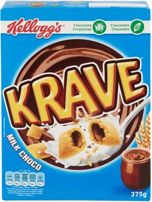 Produktbild von 6x Kellogg's Krave Milk Choco Flavour Cerealien Weizen-, Hafer- und Reisbündel mit Milchschokoladenfüllung 410g