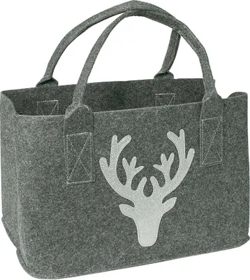 Produktbild von Gilde Filztasche mit Glitter-Hirsch Applikation, 40x26x20cm, 1 Stück, dunkelgrau