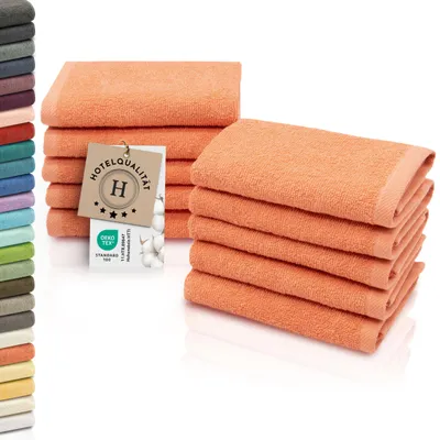 Produktbild von 10er Set Seiftücher, Baumwolle, 30x30 cm, 420g/qm, orange