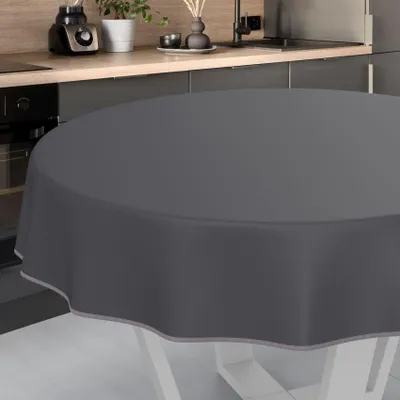 Zdjęcie produktu dla Okrągły, zmywalny obrus do użytku wewnątrz i na zewnątrz, średnica 120 cm, kolor antracyt