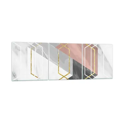 Produktbild von Bilder auf glas - 3 Teile - Zahlen Weiß Golden - 150x50cm - Glasbilder - Wandbilder - Bilder - zum Aufhängen bereit - Wanddekoration aus Glas - Glas Bilder - Wandbild auf Glas - GCA150x50-5087