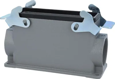 Image de HARTING Han 24B Boîtier de socle haut, 2xM40 sortie de câble latérale, avec 2 étriers transversaux Raccord vissé M40 Plage de serrage