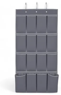 Produktbild von Ablagebrett mit 16 Fächern – Hängeaufbewahrung – Faltbar – Kleiderschrank-Organizer – Grau – 45 x 110 cm – Hängeorganizer