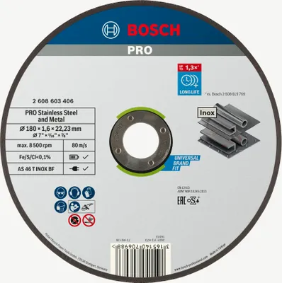 Zdjęcie produktu dla Bosch PRO INOXWith TS,180x1.6x22.23mm,ger