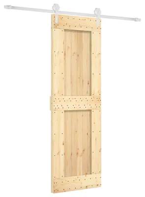 Image de Porte coulissante vidaXL, finition naturelle et blanche, 70 x 210 cm, pin massif