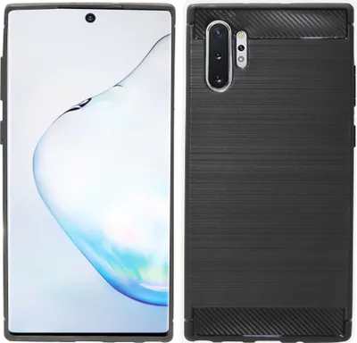 Immagine prodotto di cofi1453® Custodia in Silicone Carbonio compatibile con SAMSUNG GALAXY NOTE 10 PLUS (N975F) Custodia in TPU Morbida Custodia per Cellulari Copertura Protettiva Nero