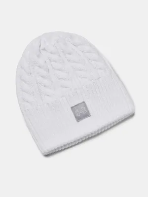 Produktbild von Under Armour Halftime Beanie mit Zopfmuster, Weiß 1379995-100__OSFM