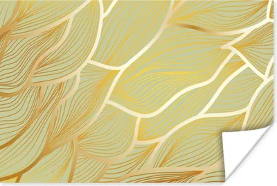 Produktbild von MuchoWow® Poster Goldene Wellen auf grünem Hintergrund 120x80 cm - Bilder