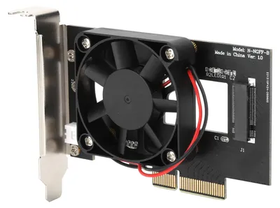 Image de Carte adaptatrice PCIe x4 NVMe M.2 NGFF 2280 SSD avec ventilateur de refroidissement pour conversion vers PCIe x4